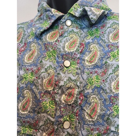 Cremieux Men’s Pearl Snap Shirt XL Multicolor Paisley Premium Denim Long Sleeve - Picture 2 of 8